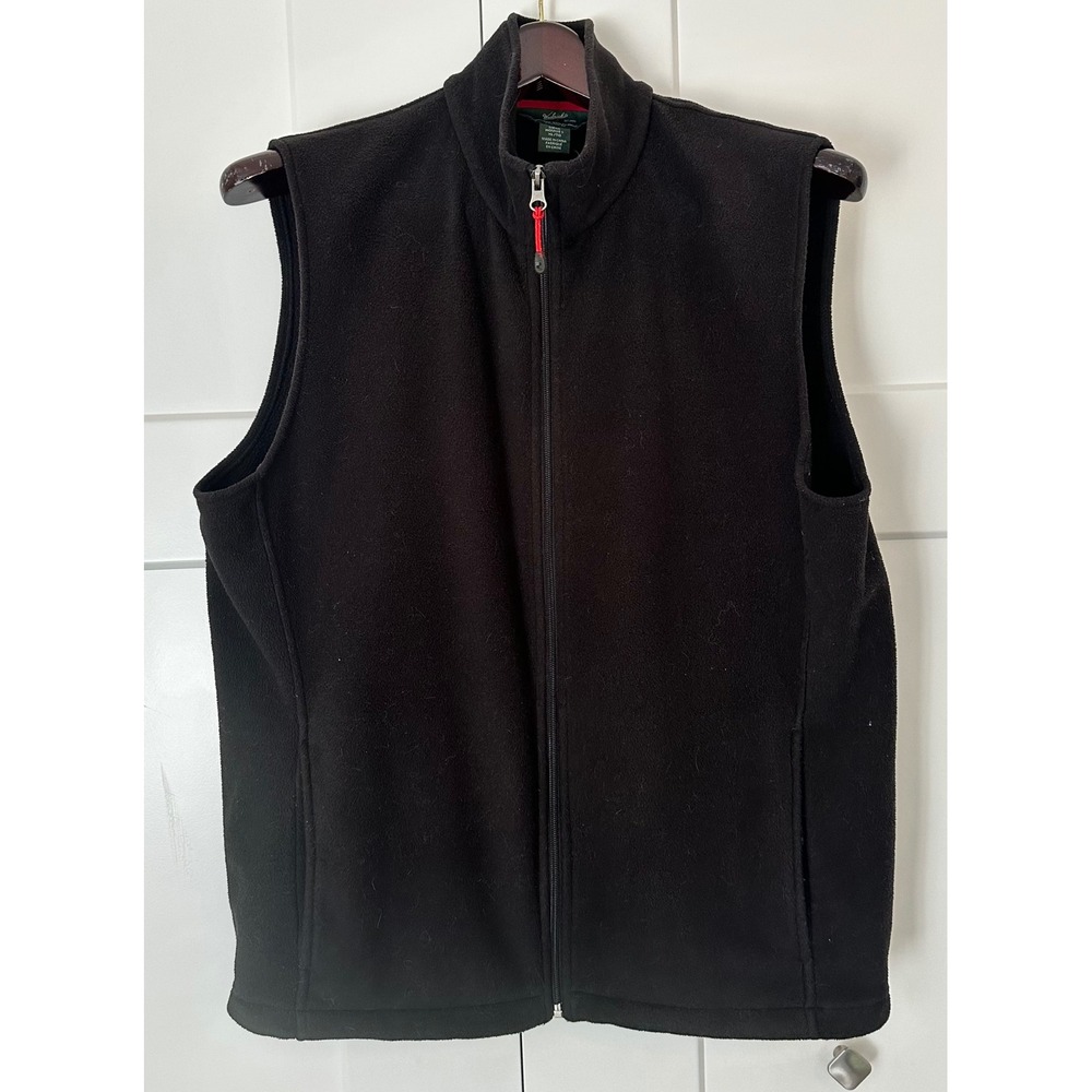 Woolrich Mens XL Black Fleece Full Zip Vest Mock Neck